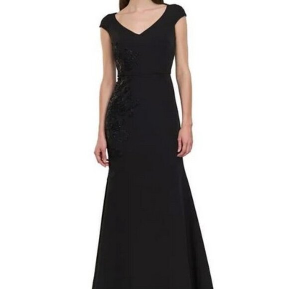 JS Collections Black Larisa Soutache Beaded Mermaid Gown - Picture 1 of 7